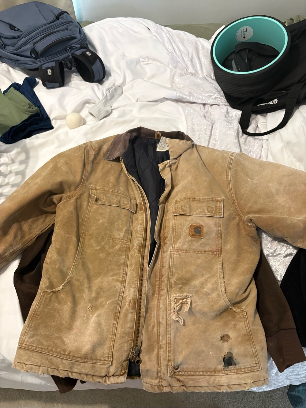 Carhartt Brown Canvas Field Jacket with Workwear Patina